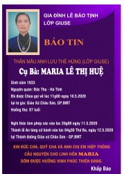 Cụ Bà: MARIA LÊ THỊ HUỆ