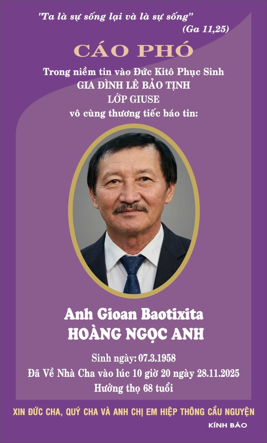 cáo phó GB HOÀNG NGỌC ANH a